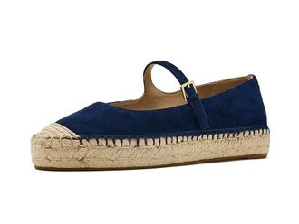 Lauren Ralph Lauren Luize Suede Mary Jane Espadrille Womens Flat Shoes Refined Navy : 9.5 B - Medium