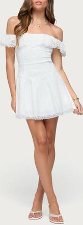 Edikted Darah Lacy Off the Shoulder Minidress in White at Nordstrom, Size X-Small