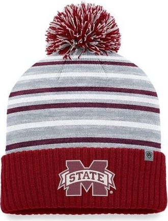 Top of the World Mens Top of the World Maroon Mississippi State Bulldogs Dash Cuffed Knit Hat with Pom at Nordstrom