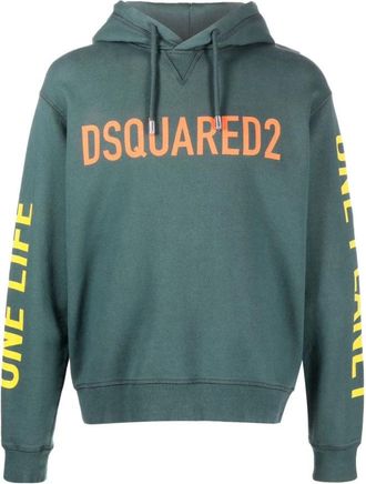 Dsquared2 Blauwe Katoenen Hoodie Sweater - Heren - Hoodies - Blauw - XL - Katoen - Hoodies & sweatvesten