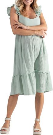 Cache Coeur Melody Organic Cotton Gauze Maternity/Nursing Midi Dress in Sky at Nordstrom, Size Medium