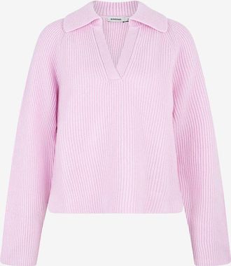 SIMKHAI Polohemd mit V-Ausschnitt aus recycelter Wolle und Kaschmir Lopez