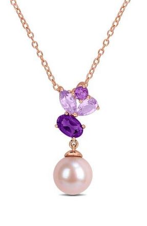 Delmar 8-8.5mm Pink Cultured Freshwater Pearl Pendant Necklace in Purple at Nordstrom Rack