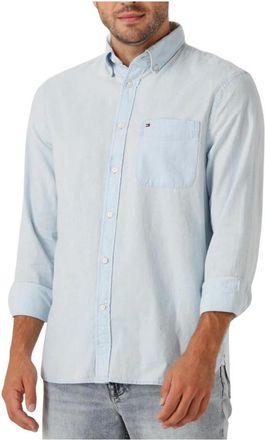Tommy Hilfiger Overhemden, Heren, Blauw, M, Casual Chambray Zak Shirt