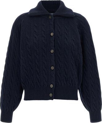 Polo Ralph Lauren Truien & Vesten, Dames, Blauw, S, Wol, Kabelgebreide Wol-Kasjmier Vest