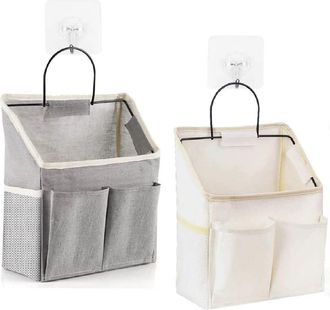 OEM Juego De 2 Bolsas De Almacenamiento Colgantes, Bolsa De Almacenamiento De Pared Con Bolsillos, Organizador De Pared Colgante Con Ganchos, Organizador 