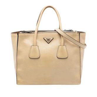 Prada Pre-owned Handbags, female, Beige, Size: ONE SIZE Pre-owned Twin Pocket Satchel