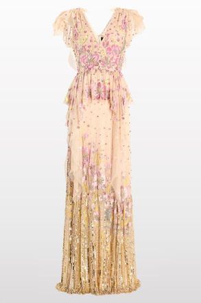 Jenny Packham Flower Power Floral Sequin-Embellished Gown in Morganite at Nordstrom, Size 10 Uk