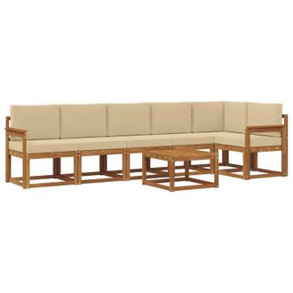 vidaXL Conjunto De Sof&aacute;s De Exterior Con Coj&iacute;n 7 Pcs Natural Y Beige Vidaxl