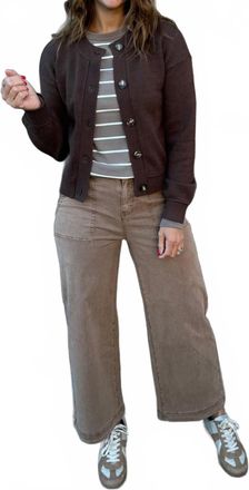 Thread & Supply Eliza Full Button Cardigan In Brown