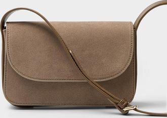 Simons Womens Minimalist faux-suede crossbody bag