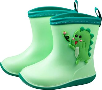 Generic Toddler Wellies Kids Rubber Wellington Boots, Boys Girls Waterproof Rain Boots With Handles Comfort Walking Shoes School Outdoor Winter Fall Footwear 