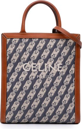 Celine Pre-owned Womens Chain Print Leather Trim Tote - Dark Blue Textile - One Size
