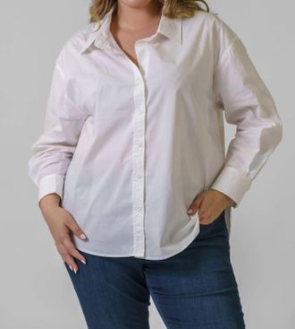 Skies Are Blue Clothing Poplin Long Sleeve Shirt In White