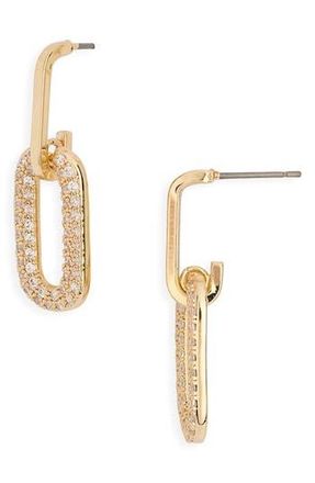 Nordstrom Rack Pav&eacute; Cubic Zirconia Link Drop Earrings in Clear- Gold at Nordstrom Rack