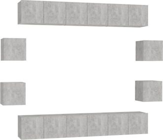 vidaXL Set De Muebles De Sal&oacute;n 10 Pzas Madera Ingenier&iacute;a Gris Hormig&oacute;n Vidaxl