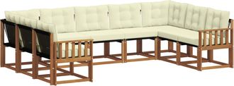 vidaXL Conjunto De Sof&aacute;s De Exterior 9 Uds. Natural Y Crema Vidaxl