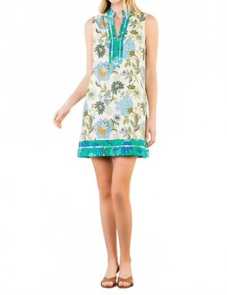 THML Clothing Sleeveless Floral Print Dress In Blue