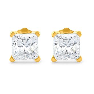 Pompeii3 1 1/4Ct Princess Cut Diamond Studs in 14k White or Yellow Gold Lab Grown