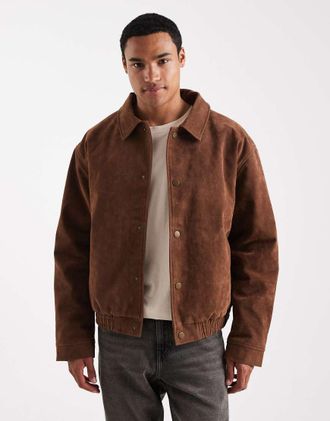 Asos Giacca bomber oversize marrone in camoscio sintetico