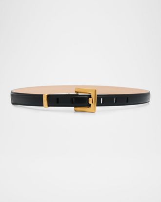 Balmain Anthem Narrow Leather Belt