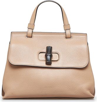 Gucci Pre-owned Womens Bamboo Daily Top Handle Bag - Tan Leather - One Size