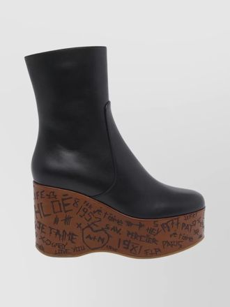 Chlo&eacute; graphic print leather ankle length boots