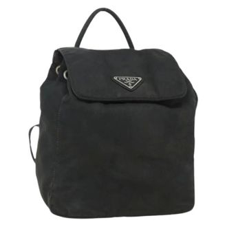 Prada Pre-owned Backpacks, female, Black, Size: ONE SIZE Pre-owned Vintage Nylon Backpack