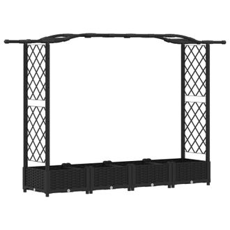 vidaXL Cama Elevada Con Trellis Y Techo Negro 207 X 40 X 126 Cm Pp Vidaxl