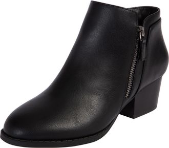 Comfort Plus Womens Ashlee Ankle Chunky Stacked Heel Boot by Payless, Black, 4.5 UK