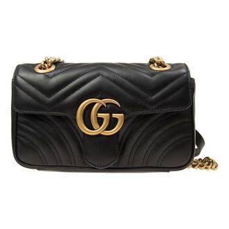 Gucci (WMNS) Gucci GG Marmont Leather Single-Shoulder Chain Bag Mini Black 446744-DTDIT-1000