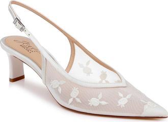 Badgley Mischka Zahra II Slingback Pointed Toe Pump in Ivory Satin at Nordstrom, Size 7.5