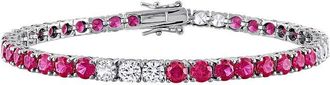 Rina Limor Silver 13.44 Ct. Tw. Lab-Grown Ruby And White Sapphire Tennis Bracelet