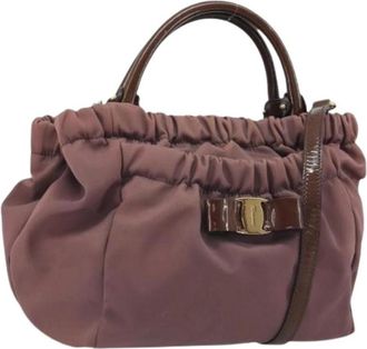 Ferragamo Pre-owned Hand Bag - Dames - Vintage Handtas - Paars - ONE Size - Nylon - Vintage