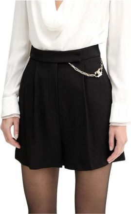 Elisabetta Franchi Short Shorts - Dames - Bermuda - Zwart - 3XL - Leer - Korte Broeken