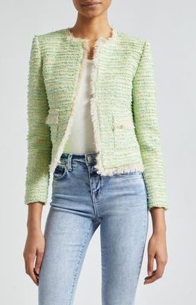 L'agence Angelina Fray Tweed Jacket in Light Green Multi at Nordstrom Rack, Size 0