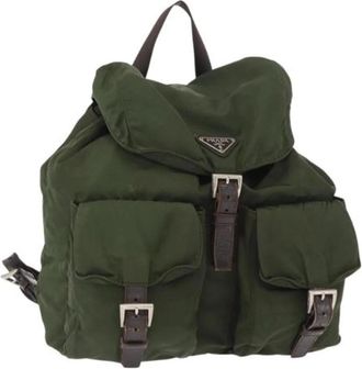 Prada Pre-owned Backpacks, female, Green, Size: ONE SIZE Pre-owned Vintage Nylon Backpack