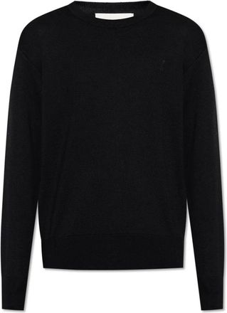 Ami Wollen trui met logo - Heren - Ronde hals truien - Zwart - 2XL - Wol - Truien & Vesten