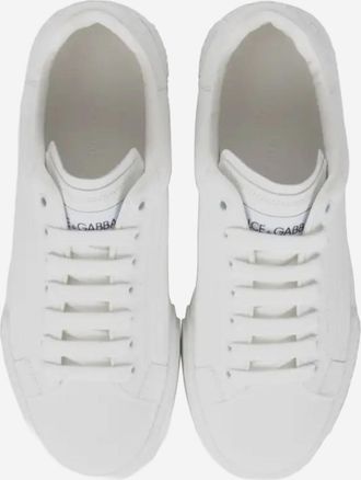 Dolce & Gabbana Mens Leather Sneakers Portofino White Trainers