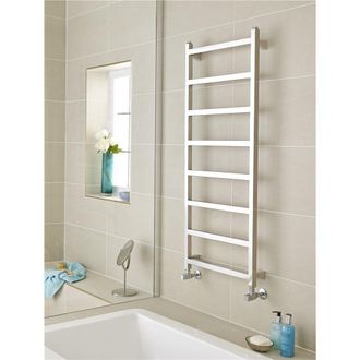 Clifton Vertical Bathroom Towel Radiator 1200mm (H) x 350mm (W) in Metallic Silver