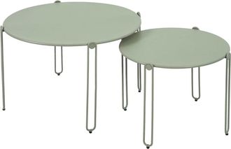 Oviala Juego de 2 mesas de centro nido para jard&iacute;n en color verde salvia