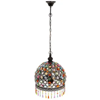 Wanderlust Deco L&aacute;mpara De Metal Y Abalorios De Cristal Acrilico 33x33x65h Cm