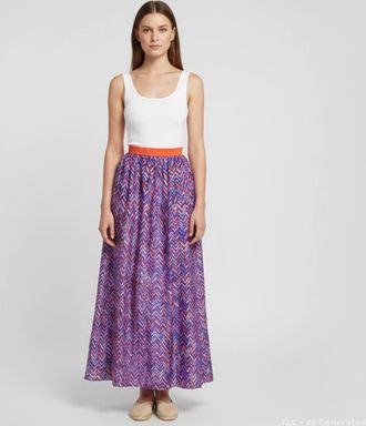 Roksanda Ilincic Purple Zig Zag Print Silk Blend Flared Maxi Skirt