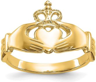 Diamond2Deal 14k Yellow Gold Polished Claddagh Ring