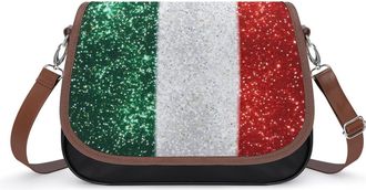 Generic Glitter Pattern Italy Flag Small Womens Crossbody Bags Shoulder Handbag with Adjustable Strap for Travel