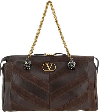 Valentino Garavani Brown Panthea Medium Shoulder Bag