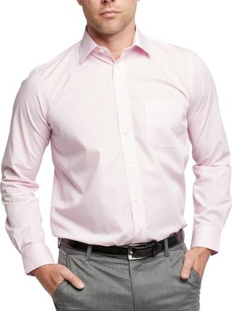 Double TWO Double Two Mens Classic Cotton Blend Long Sleeved Shirt (3300) in Pink in (Collar 17.5/Chest 49-47)