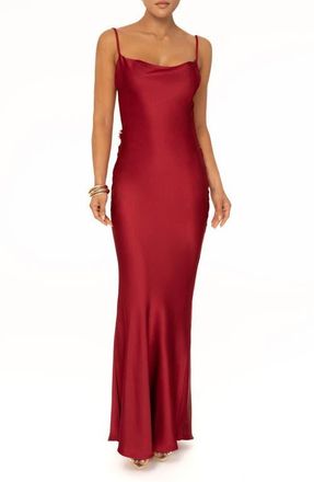 JLUXLABEL Down the Aisle Open Back Satin Gown in Red at Nordstrom, Size X-Large