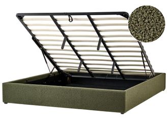 Beliani Cama matrimonial de tejido verde 180x200