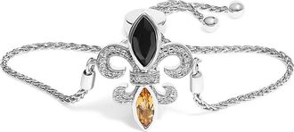 House of Brilliance Silver Marquise Black Onyx, Orange Citrine, and Diamond Accent Lariat in White at Nordstrom